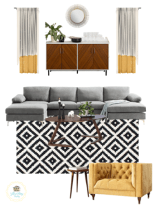 Grey, Black, White and Gold Living Room Essentials
