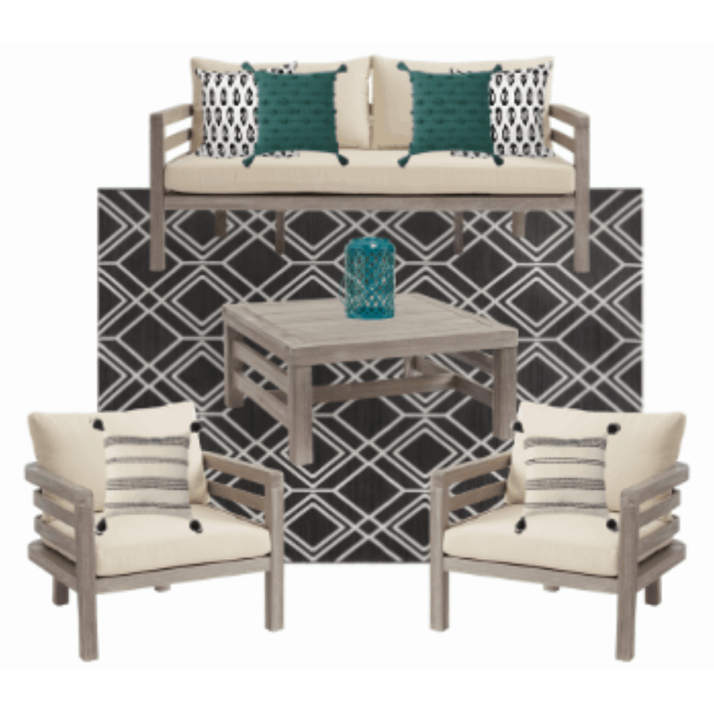 Black and Teal Patio Decor