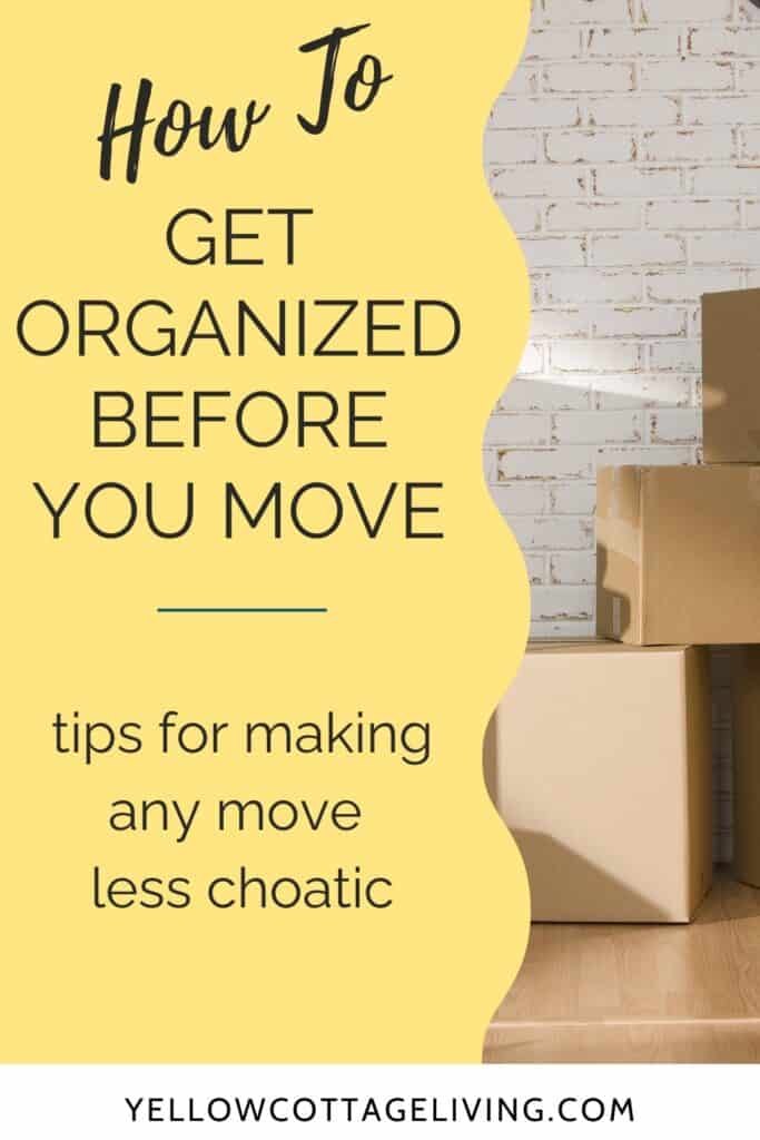 moving tips and tricks image for Pinterest. more manageable move tips