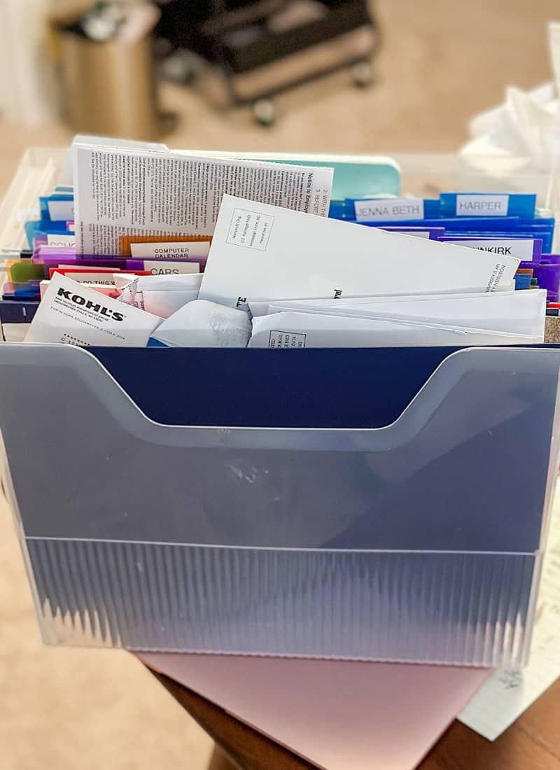 file box full of papers. five ways to declutter your home