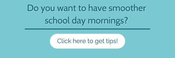 light blue graphic that says do you want smoother school day mornings? click here to get tips.