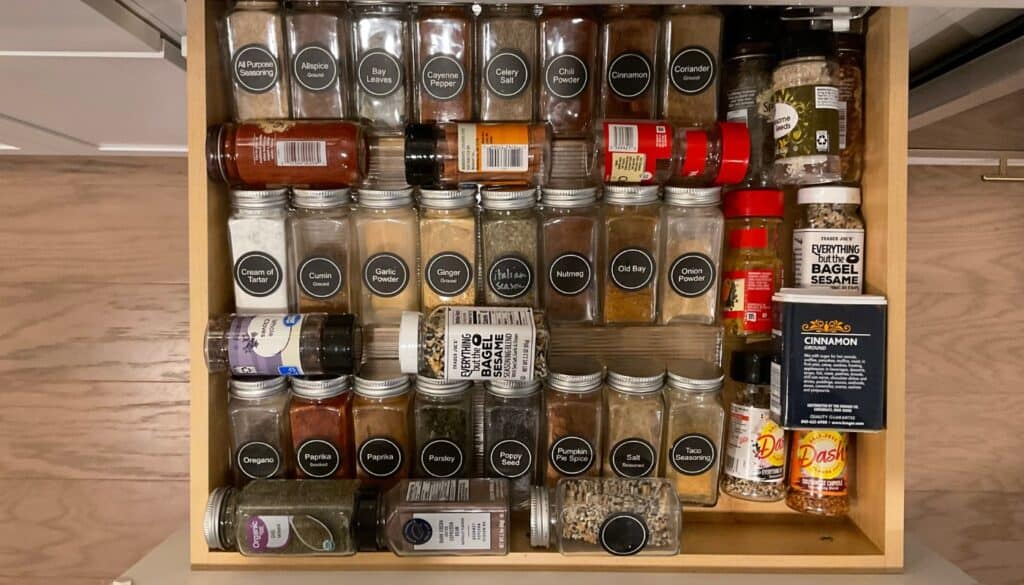 spice organization in a drawer